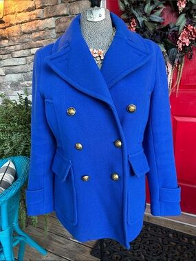 J. Crew Royal Blue Nello Gori Italian Double-Breasted Peacoat